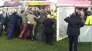 Millionaire Drunken Toffs at Aintree fight to jump Famous fence [upl. by Enelra]