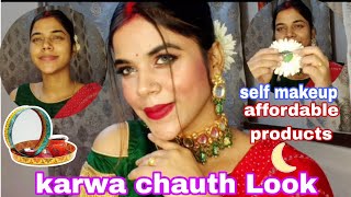 5 मिनट में करवाचौथ के लिए कैसे तैयार होते हैं 😱🌙Step By Step Karwachauth Makeup Tutorial 🌙🦚♥️ [upl. by Barret]