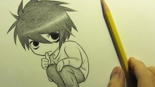 Drawing Time Lapse Chibi quotLquot from Death Note [upl. by Ahsikit]