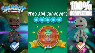 Sackboy Pros And Conveyors  Twoplayer Gameplay  All Orbs Collected [upl. by Nortad]