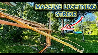 Caught On Video Massive Lightning Strike Destroys Large Tree Close To My House [upl. by Eldnek770]