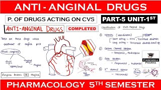 Antianginal drugs complete  Part5 Unit1  Pharmacology 5th Semester [upl. by Aitel]