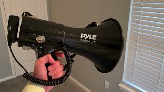 Pyle Megaphone Speaker PA Bullhorn with Built in Siren 50 Watts amp Adjustable Volume Review [upl. by Ettevets]