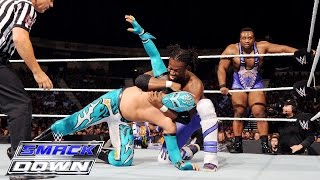 The Lucha Dragons vs Kofi Kingston amp Big E of The New Day SmackDown July 16 2015 [upl. by Htrowslle]