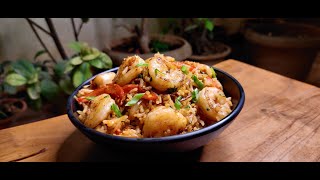 Prawns Schwezwan Fried Rice I Chinese Non Veg Seafood Recipe I Prawns Fried Rice [upl. by Elbring]