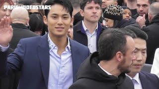 Mingyu SEVENTEEN arrival  Paris Fashion Week 27 february 2024 show Dior [upl. by Doelling]