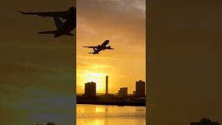 Airbus a220 take off London city airport at sunrise ITA Airways aviation [upl. by Gnagflow458]