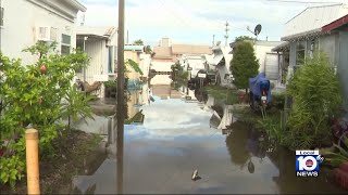 Massive flooding damages mobile home parks in parts of Broward County [upl. by Akilam]