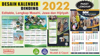 Free 4 Desain Kalender Dinding 2022 LENGKAP Masehi Jawa Hijriyah CDR amp PSD  Coreldraw Photoshop [upl. by Norina240]