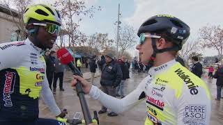 Biniam Girmay interviewed by Laurens Huys  Interview at the start  Trofeo Palma  Palma 2023 [upl. by Delaryd]