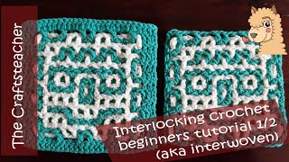 Interlocking crochet beginners tutorial part 1 aka interwoven crochet [upl. by Ehtiaf129]