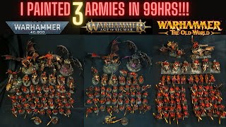 I painted 3 ENTIRE WARHAMMER ARMIES in 99 hours Chaos Khorne Daemons [upl. by Ozzy]