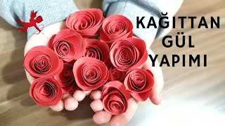 KAĞITTAN GÜL YAPIMIKAĞITTAN ÇİÇEK NASIL YAPILIR SEVGİLİYE HEDİYE YAPIMI SEVGİLİLER GÜNÜ SÜSLEME [upl. by Letney]