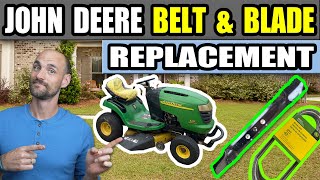 John Deere Lawn Mower Belt and Blade Replacement [upl. by Inaffets]