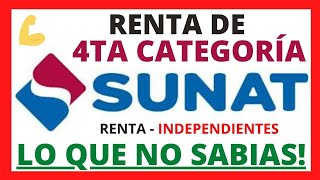 🕵🏽 QUE es la RENTA de CUARTA CATEGORÍA 💥 COMO USARLO A NUESTRO FAVOR 💯  ⭐️ SUNAT ⭐️ PERU 2021 [upl. by Ditmore]