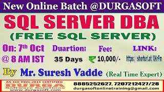 SQL SERVER DBA Online Training  DURGASOFT [upl. by Clorinda]