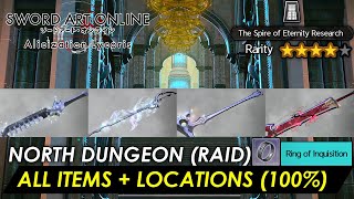 Sword Art Online Alicization Lycoris  NORTH DUNGEON All Items 100 RAID Detailed Guide [upl. by Enimassej765]