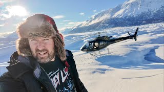 Helicopter Tour amp Landing On Middle Of Massive ALASKA Glacier  Knik River Of Ice  Snowy Mountains [upl. by Skees]