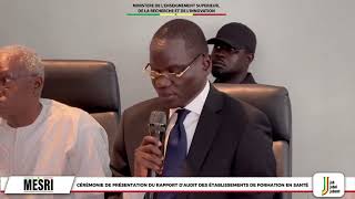 Discours d’ouverture du MESRI  Cérémonie de présentation du rapport d’audit des établissements d [upl. by Katleen385]