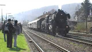 Dampfsonderzug der Dampfmacher Bebra im Bahnhof GlauburgStockheim [upl. by Waite]