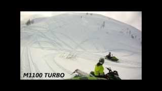 ARCTIC CAT M5 vs M1100 TURBO vs M7 vs A STEEP SNOWY HILL go pro hd [upl. by Brena]