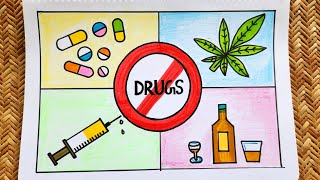 International Day Against Drug Abuse Drawing  How to draw Stop Drug Easy  Say No to Drug Poster [upl. by Dael]