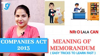 MEANING OF MEMORANDUM  COMPANIES ACT 2013  THEORY GURU  PROF RASPREET KAUR [upl. by Aivatal]