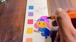 Easy animal witch drawings for kids  Step by step drawing tutorial  How to draw a cute witch [upl. by Alul538]