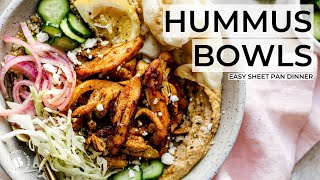 CHICKEN SHAWARMA HUMMUS BOWLS  plus easy vegan veggie shawarma option [upl. by Germana]