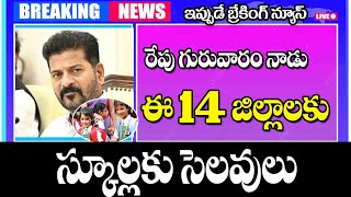 రేపు బుధవారం తెలంగాణలో ఈ జిల్లాల విద్యా సంస్థలకు సెలవులు holidays for students in Telangana [upl. by Byrn]