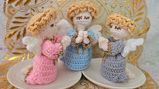 Angelitos hincados tejidos en CROCHET 22  Delicados recuerdos para diferentes celebraciones [upl. by Nerb]