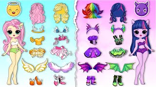 MLP Twilight Sparkle amp Friends Become ANGEL Or DEVIL  DIYs Paper Doll amp Craft [upl. by Rodge]