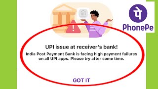 Fix Phonepe  UPI issue at receivers bank Problem Solved [upl. by Adnohsor]