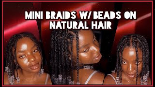 HOW TO  MINI BRAIDS WITH BEADS TUTORIAL naturalhair 😍🔥 South African YouTuber [upl. by Knarf478]