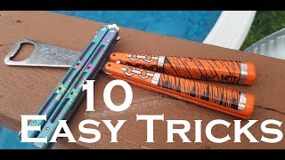 First 10 Balisong Tricks You Should Learn 10 Beginner Butterfly Knife Tricks [upl. by Hasin653]