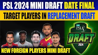 PSL 9 Mini Draft Replacement Player Picks  PSL 2024 Mini Draft Date  PSL 9 Draft Date [upl. by Enenstein]