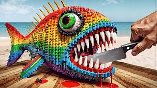 Hunting Perfect WILD Rainbow Fish IRL  Lego Cooking Stop Motion vs ASMR [upl. by Lasser]