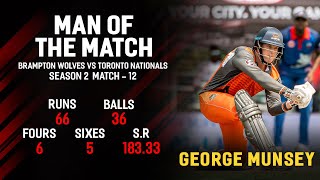 George Munsey blistering knock  Brampton Wolves vs Toronto Nationals  GT20 Canada [upl. by Holsworth]