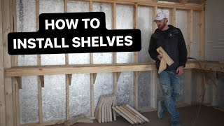 TUFF SHED SHELVING Install Workbench Pegboard and Shelving [upl. by Grissom]