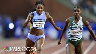 Elaine ThompsonHerah STORMS to seasons best 100m for dramatic victory in Brussels  NBC Sports [upl. by Alsworth]