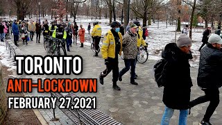 Antilockdown Protest Downtown TorontoCanada Saturday February 27 2021 [upl. by Eelamme]