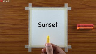 Sunset drawing  Sunset drawing with oil pastels  Drawing sunset easy [upl. by Donaugh]