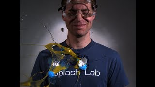 Super slow motion breaking eggs messy science with BYU Splash Lab [upl. by Orodoet]