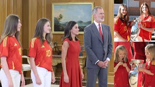 Princess Leonor and Infanta Sofia Proudly met EURO Cup winning Spanish Football Team [upl. by Buschi]