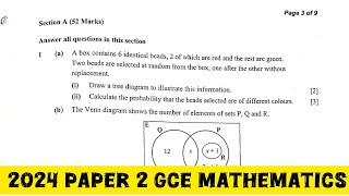 PROBABILITY  2024 GCE Mathematics Paper 2  Tree diagram [upl. by Verlee488]