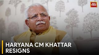 Haryana Politics News Haryana CM ML Khattar And Cabinet Resign Amid Cracks In BJPJJP Alliance [upl. by Susette]