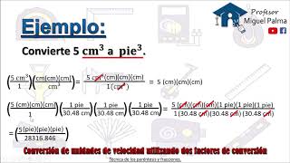 Convertir cm3 a pie3 unidades de Volumen  Técnica de los paréntesis y fracciones [upl. by Mame]