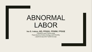 Abnormal Labor [upl. by Arretnahs]