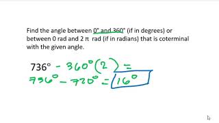 COTERMINAL ANGLE  UNIT CIRCLE [upl. by Danila]