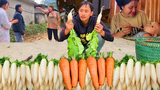 Single parent harvests sugar beets to sell works with wife to earn money to take care of children [upl. by Rochette]